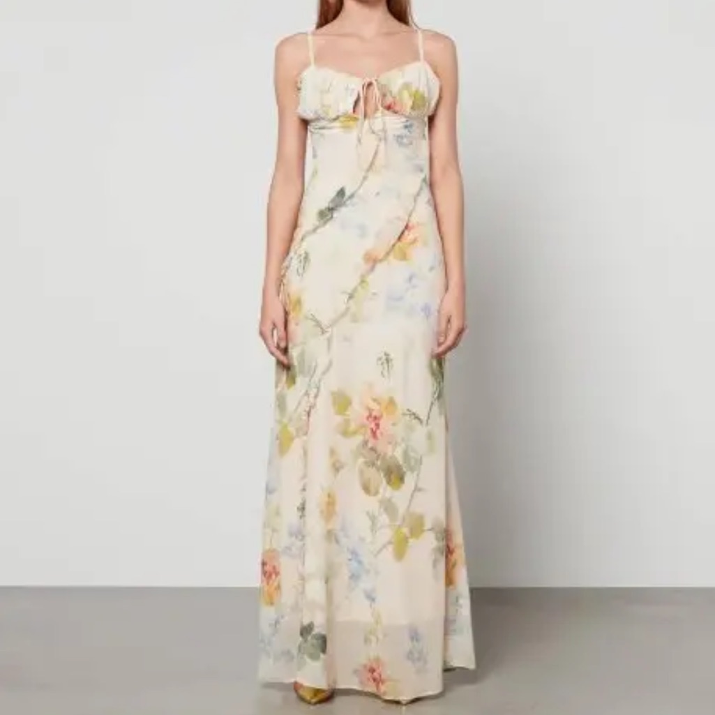 Hope & Ivy Floral Ruffle Maxi Dress - Size 12 - Fully Lined Bnwt